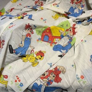 Pacific Raggedy Ann Twin Flat Sheet 1970 Playful Cartoon Character Bedding Sheet